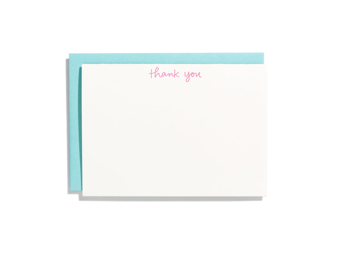 Handwritten Thank You Pink Flat Note Box Set